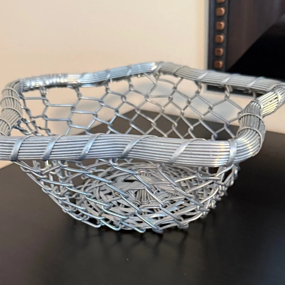 Woven Metal Decorative Basket - Silver